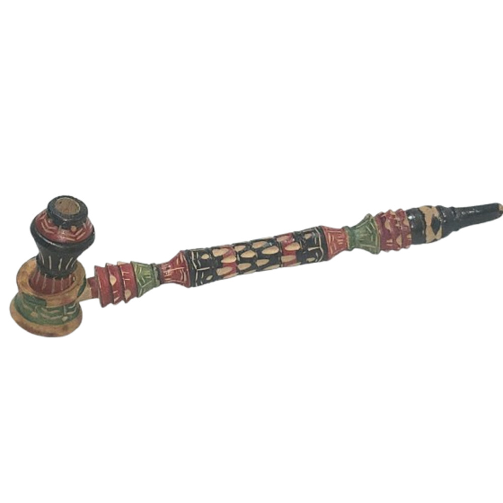Vtg Hand Carved Wooden Albanian Folk Pipe Unused - Picture 2 of 4